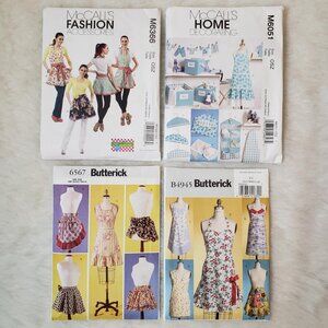 4 NEW Uncut McCall's & Butterick Women's Kitchen Baking Aprons Sewing Patterns